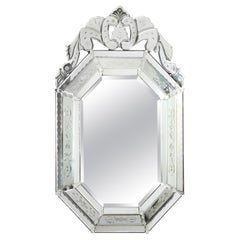 Vintage Octagonal Venetian Mirror with a Crest Top