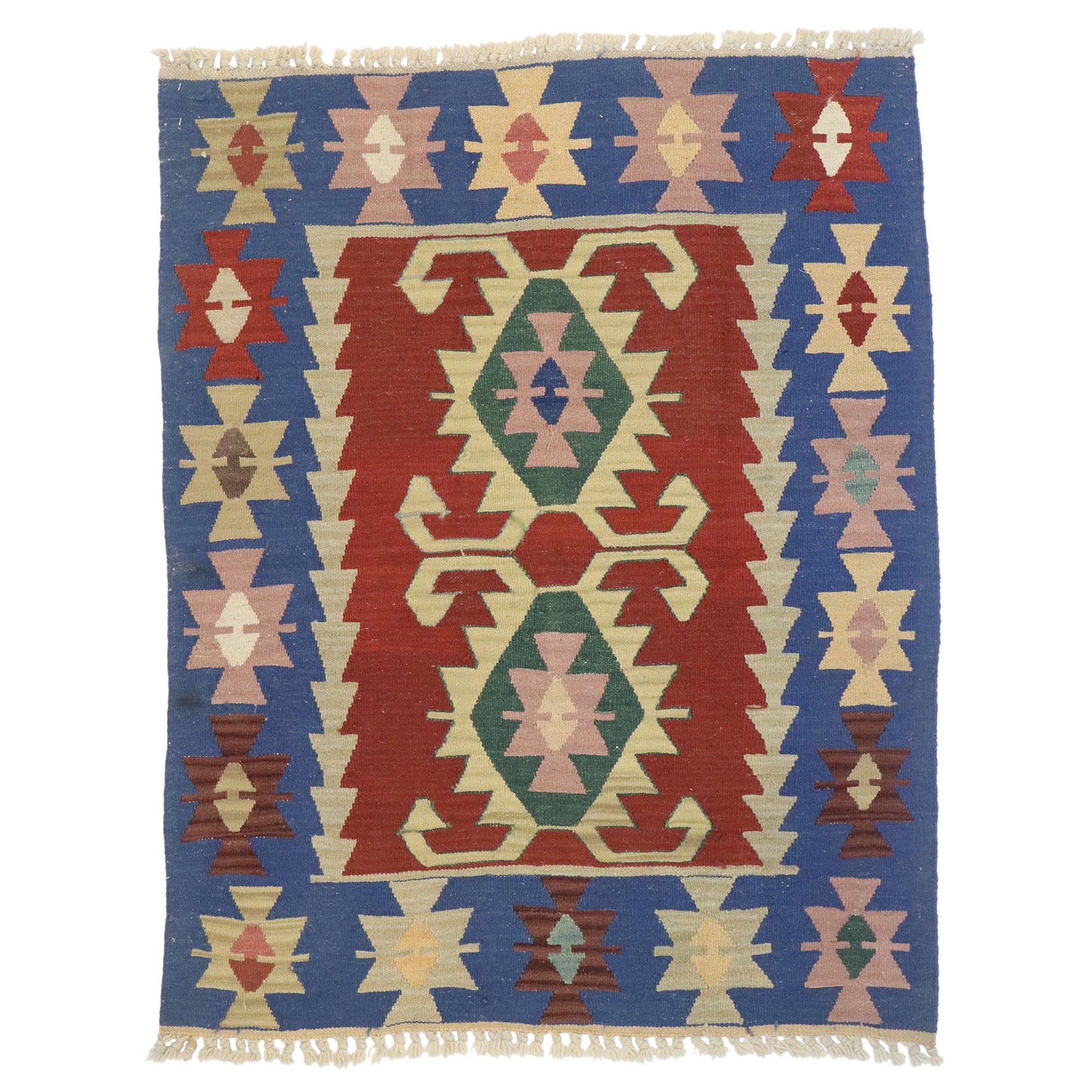 Vintage Persian Shiraz Kilim Rug with Tribal Style For Sale at 1stDibs