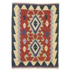 Vintage Persian Shiraz Kilim Rug, Luxury Lodge Meets Nomadic Charm