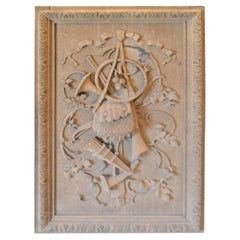 Pair of Carved Wood Panels, Representing Hunting and Fishing