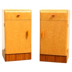 Art Deco Pair of Matching Bedside Cabinets in Blonde Maple, 1930s