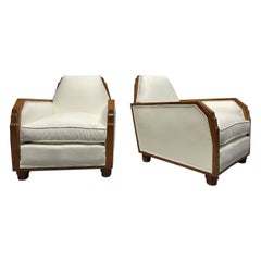 Pair 1940s French Art Deco Lounge Chairs