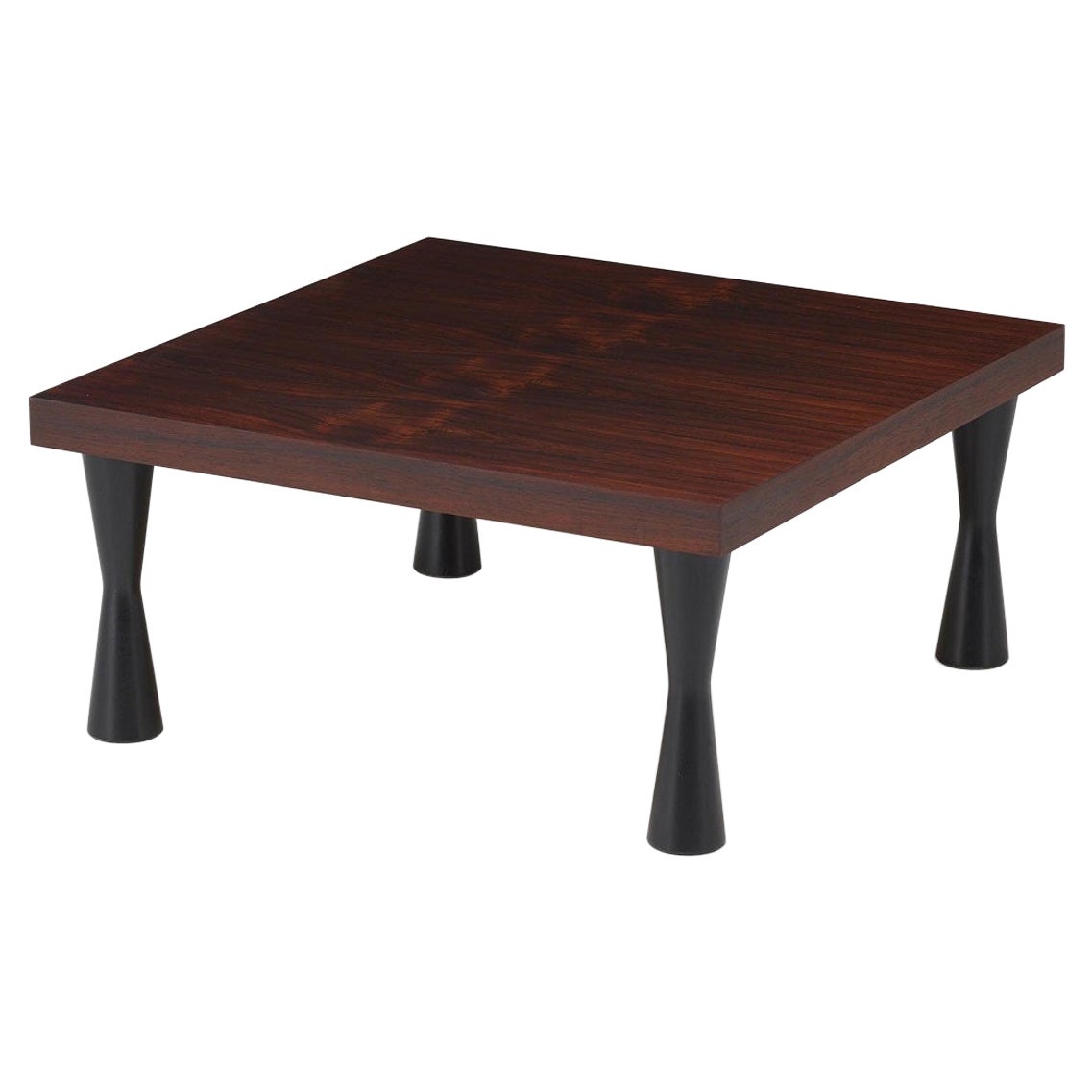 Rosewood Coffee Table with Black Lacquered Legs For Sale at 1stDibs