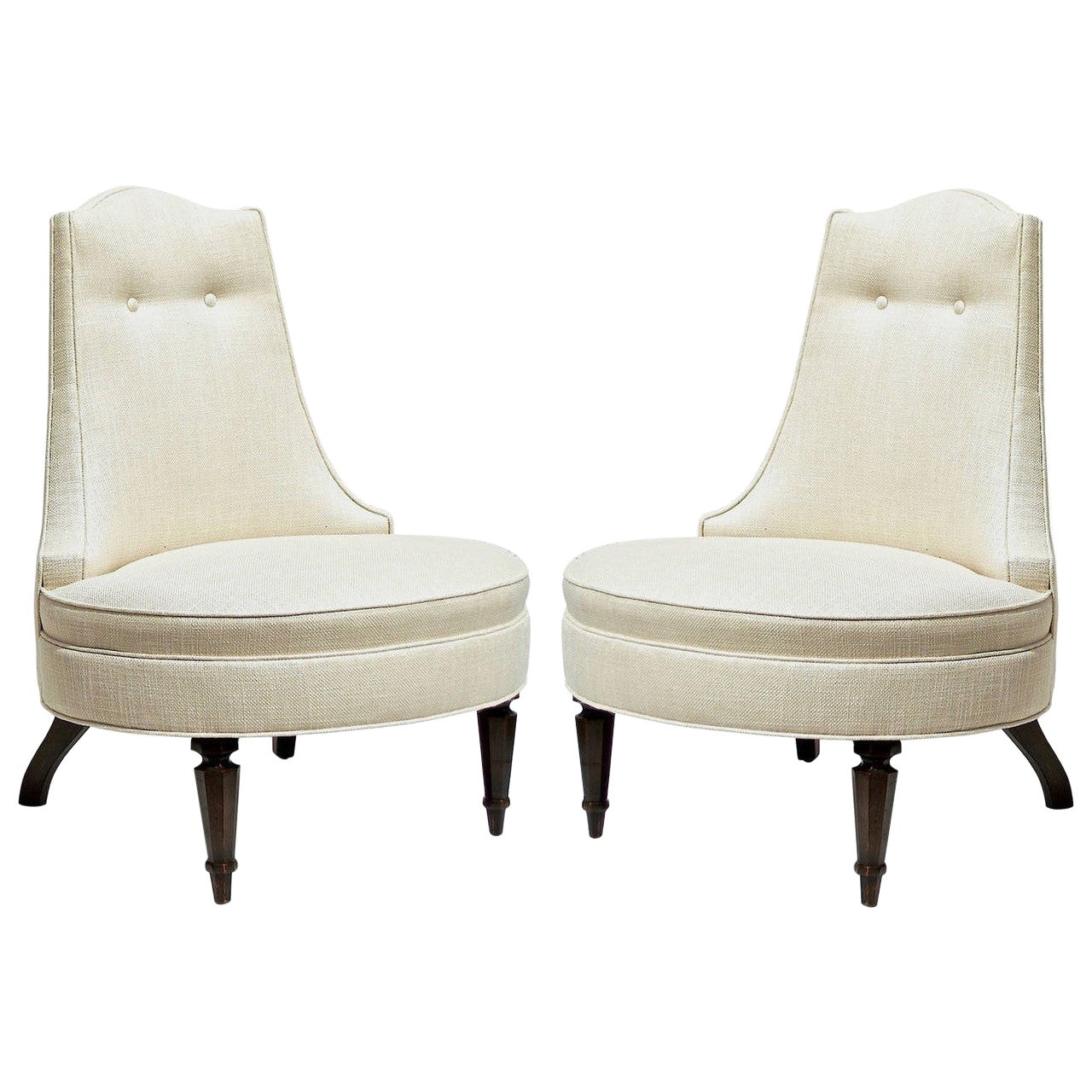 Pair of Glamorous Hollywood Regency Style Lounge Chairs