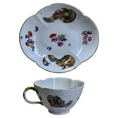 Fine Meissen Marcolini Teabowl & Saucer, Moulded Rococo Panels