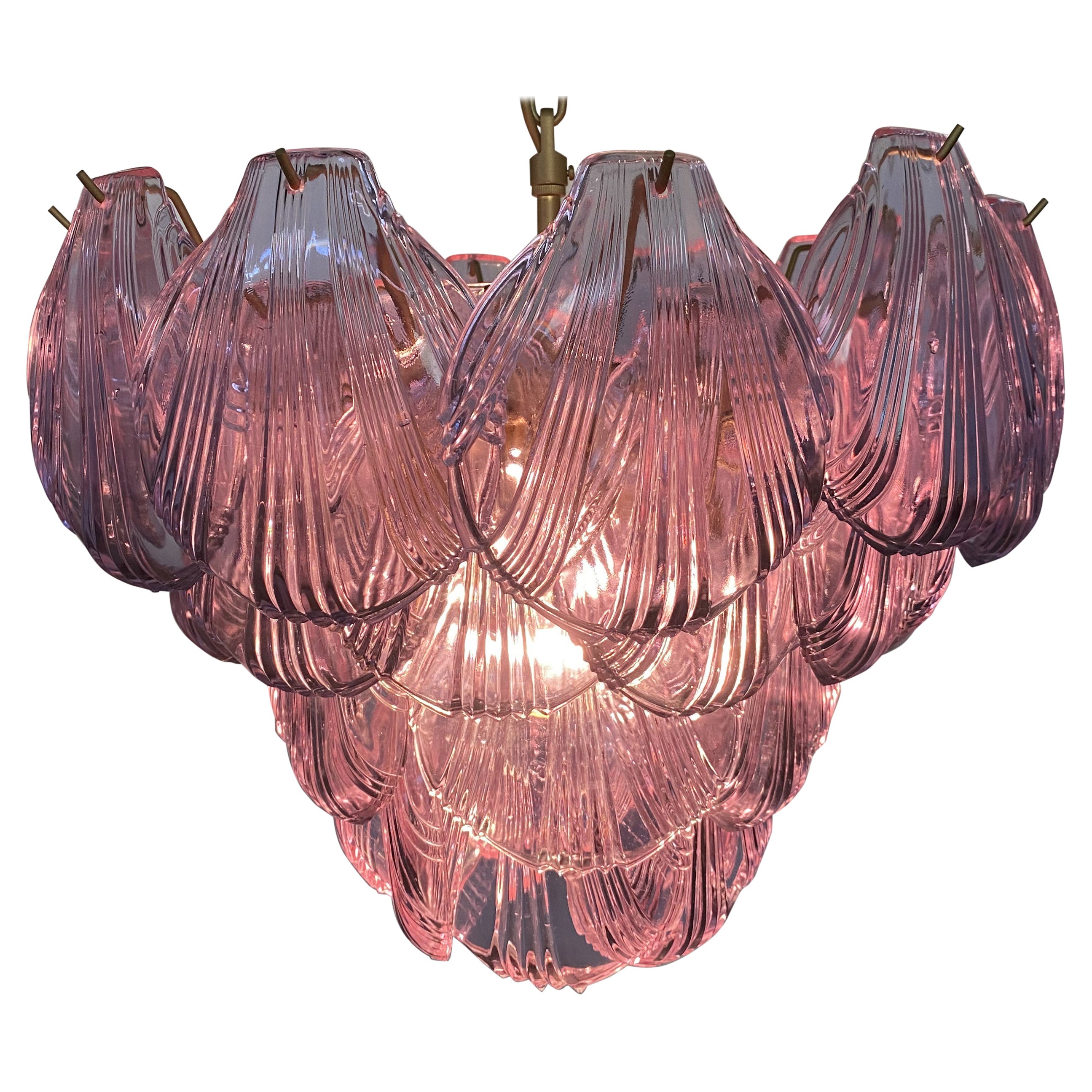 Italian Pink Shell Chandelier, Murano