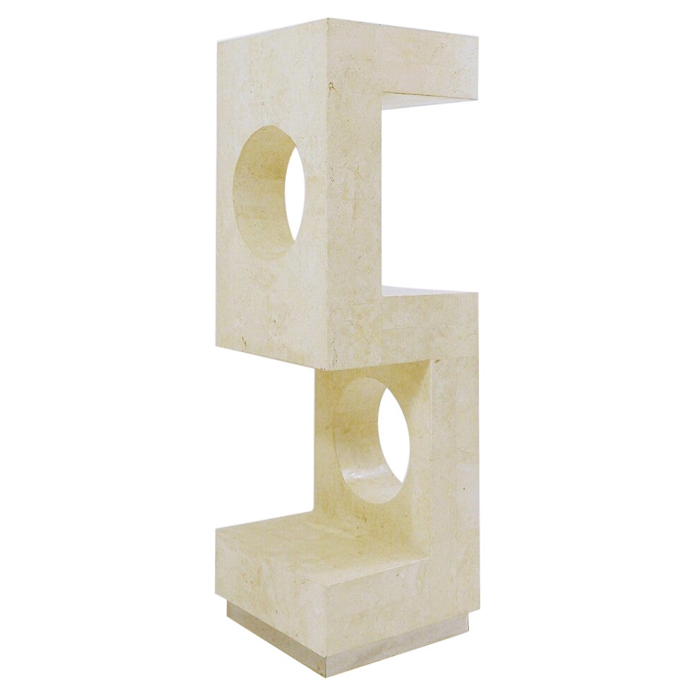 Italian Travertine Pedestal, 1980s