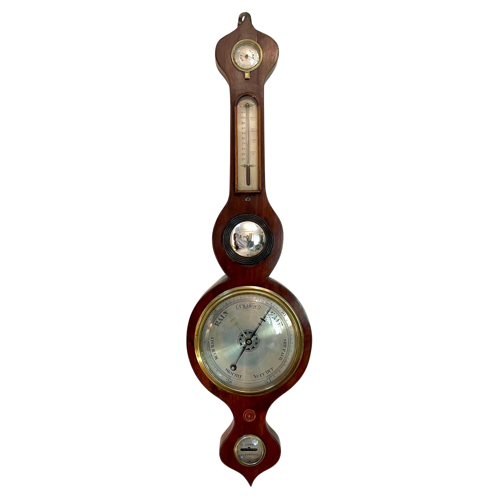 Antique 19th Century Rosewood Banjo Barometer