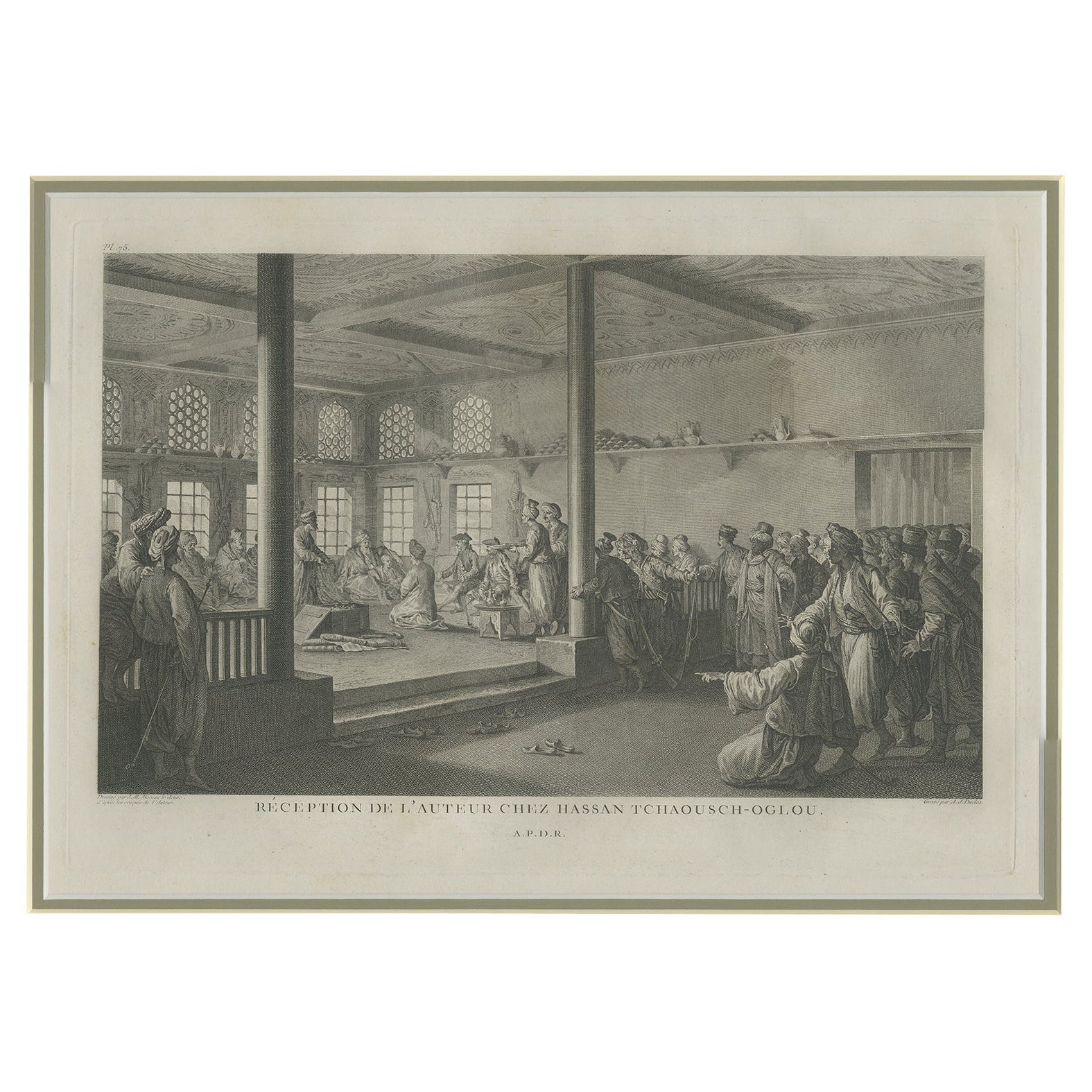 Antique Print of a Reception in the Home of Hassan Tchaousch-Oglou, 'c.1805' For Sale