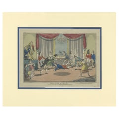 Antiker Satirialdruck von Quadrille-Tanzen von Fores '1817'