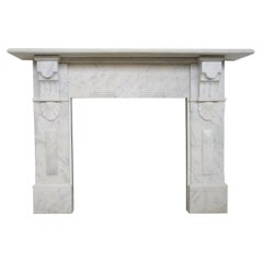 Large Late Victorian Carrara Marble Fireplace Surround