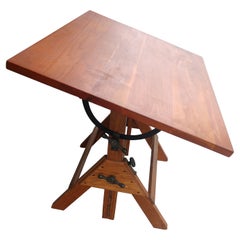 Retro Mid Century Wood & Iron Hamilton Drafting Table C1955