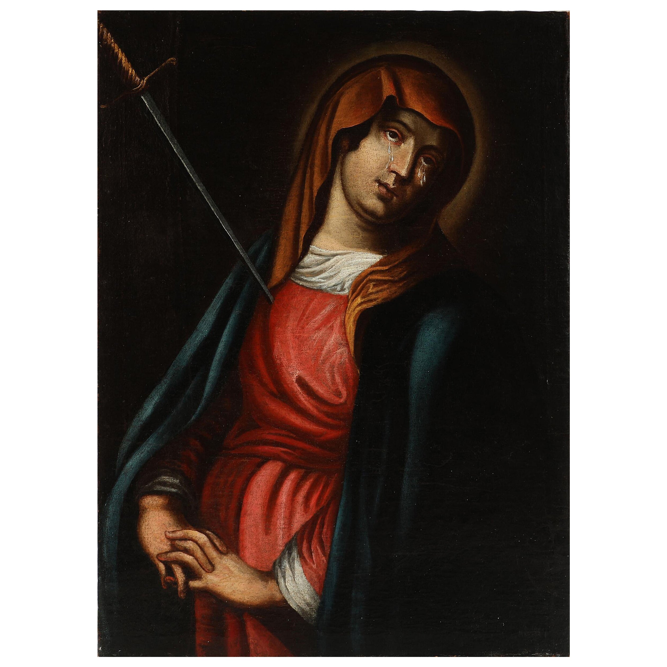 17th-18th Century the Holy Virgin Mary's Soul Being Pierced by a Sword For Sale