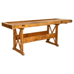 Antique Carpenter's Work Bench Rustic Work Table from Denmark