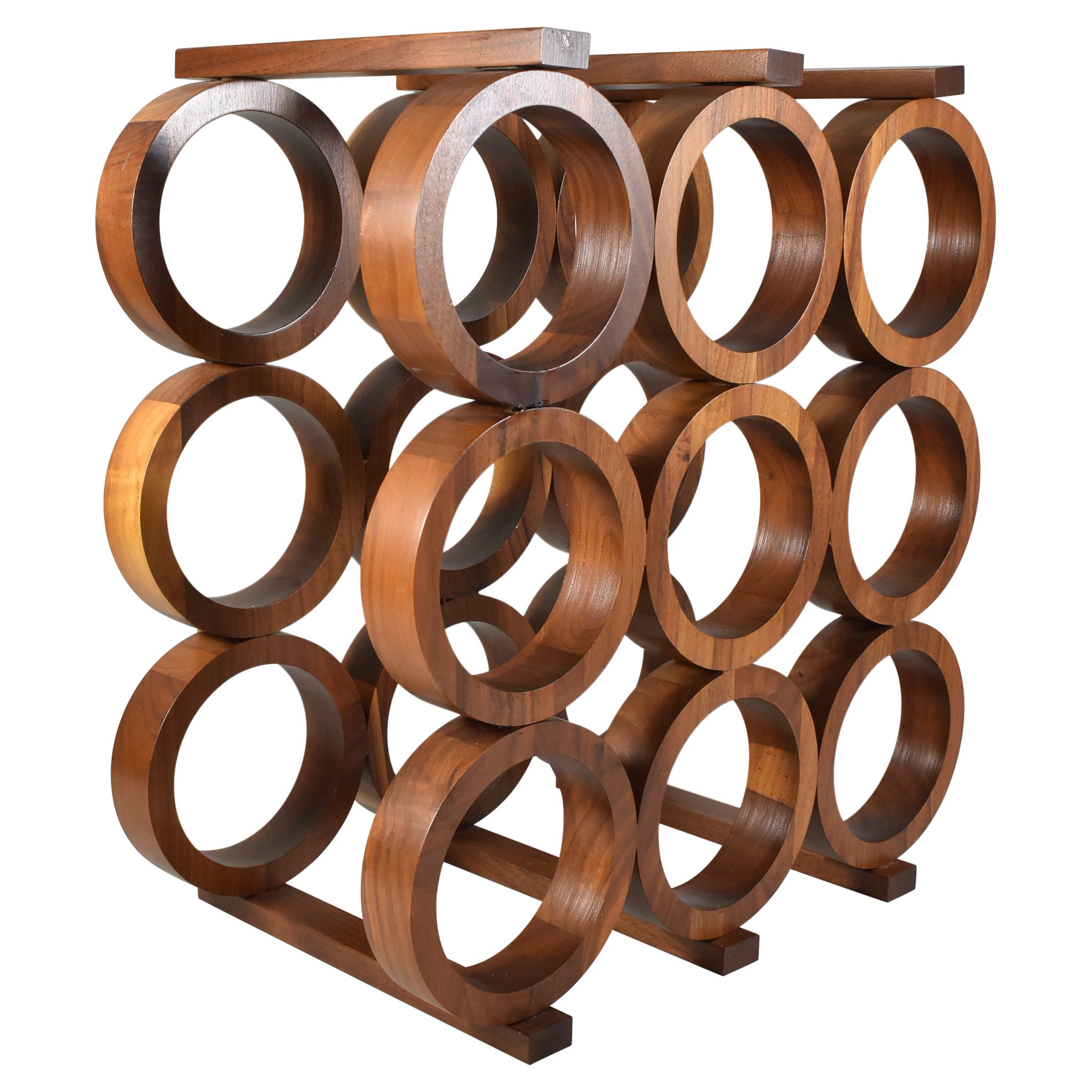 Mid-Century Modern Black Walnut Wine Rack by Kustom Kraft