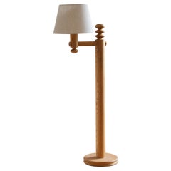 Uno Kristiansson, Floor Lamp, Turned Solid Pine, Luxus, Sweden, 1960s