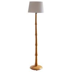 Swedish, Large Floor Lamp, Masur Birch Fabric, Sweden, 1940s