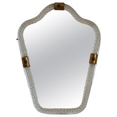 Barovier & Toso, Organic Mirror, Brass, Murano Glass, Mirror, Italy, 1950s