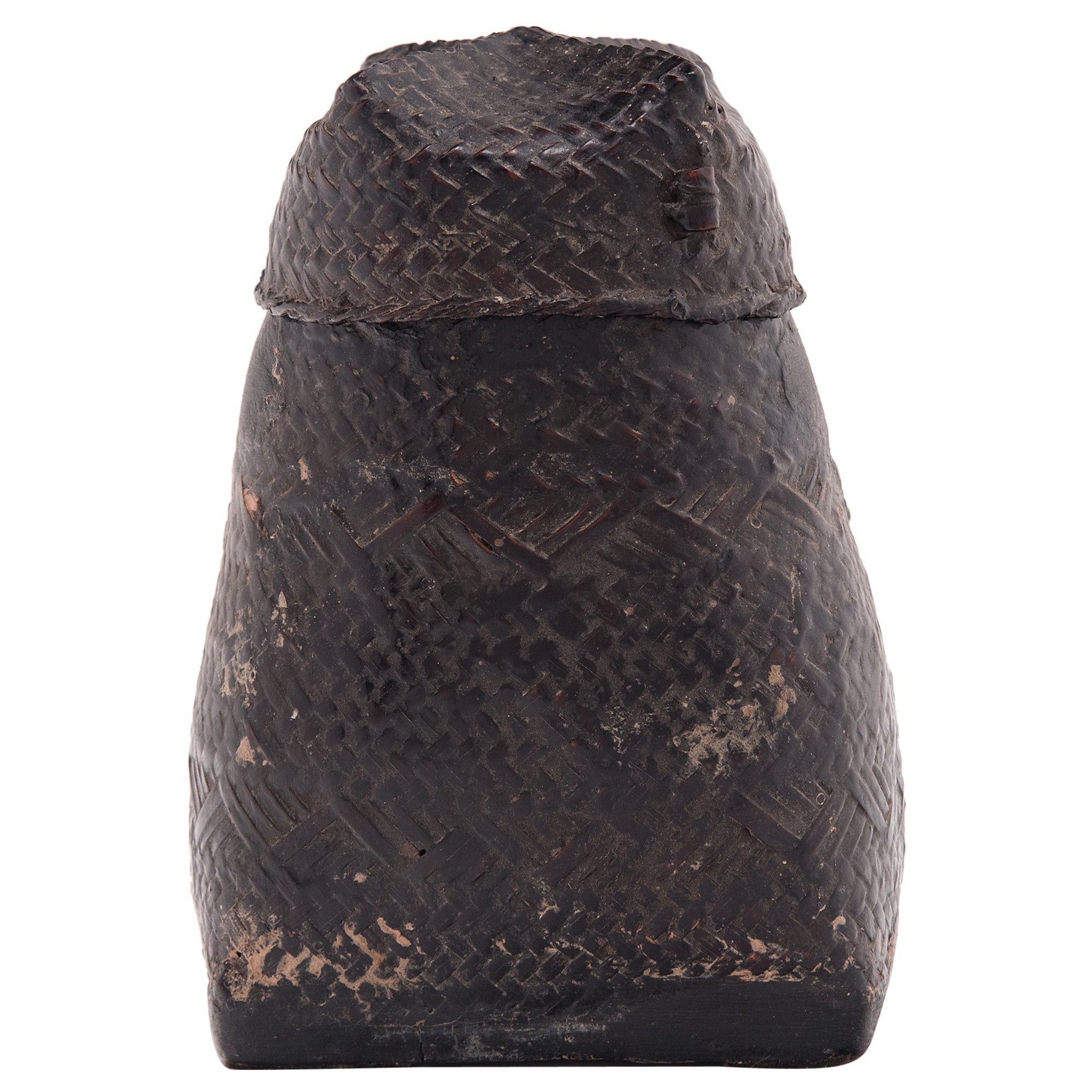 Petite Southeast Asian Black Lacquer Woven Box