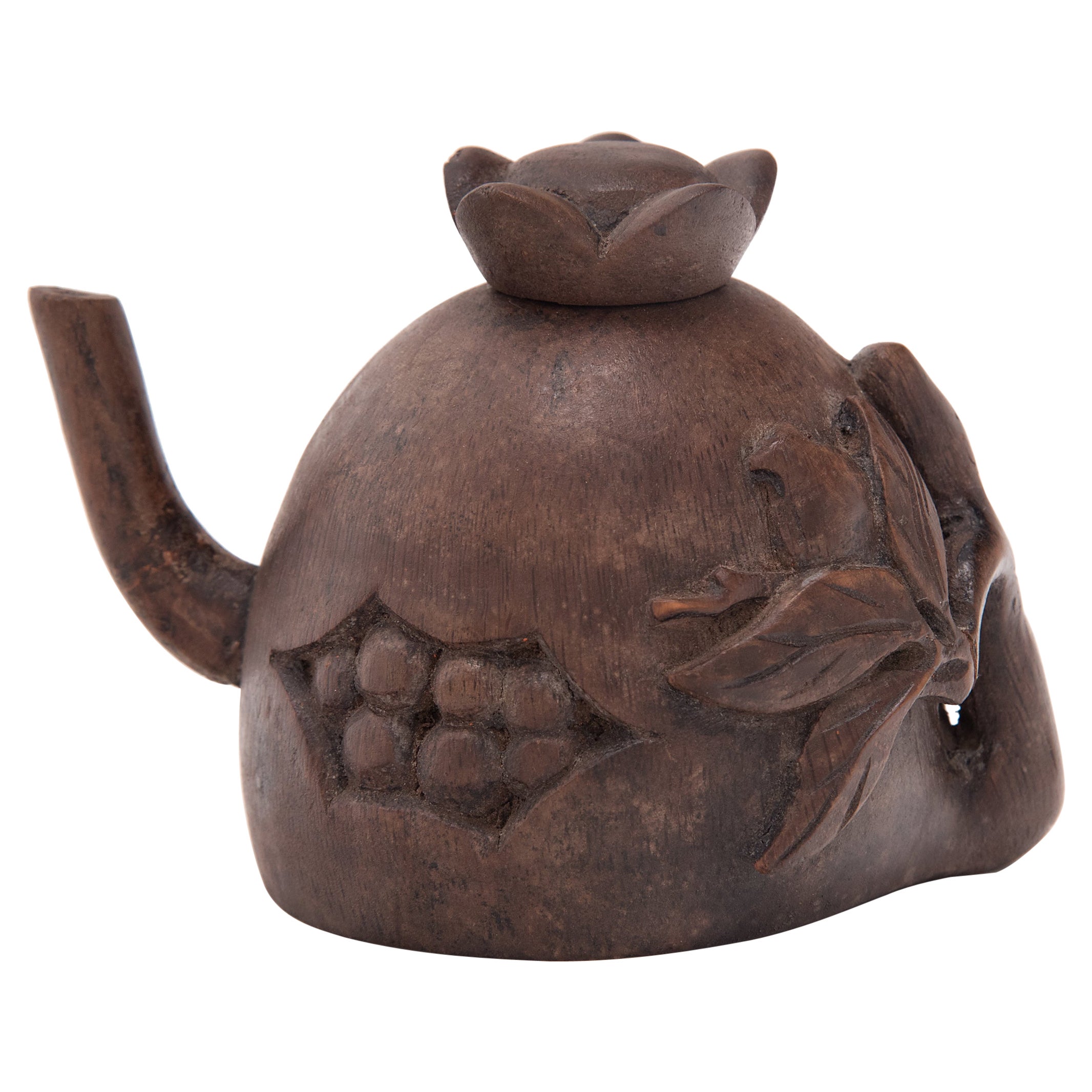 Chinese Bamboo Pomegranate Teapot, c. 1900 For Sale