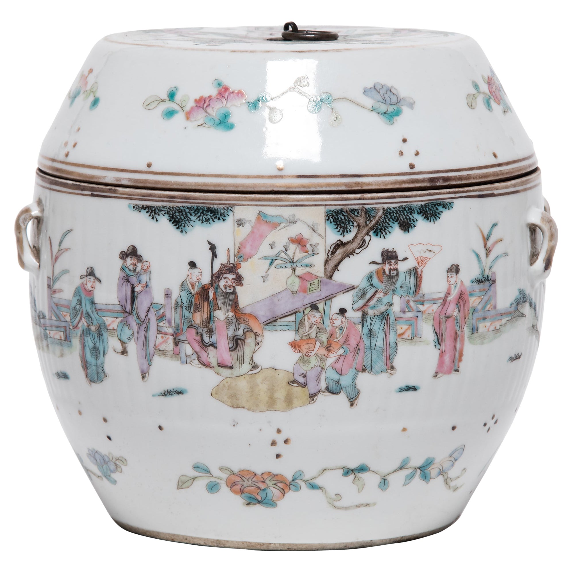 Chinese Famille Rose Soup Tureen with Courtly Gathering, c. 1870