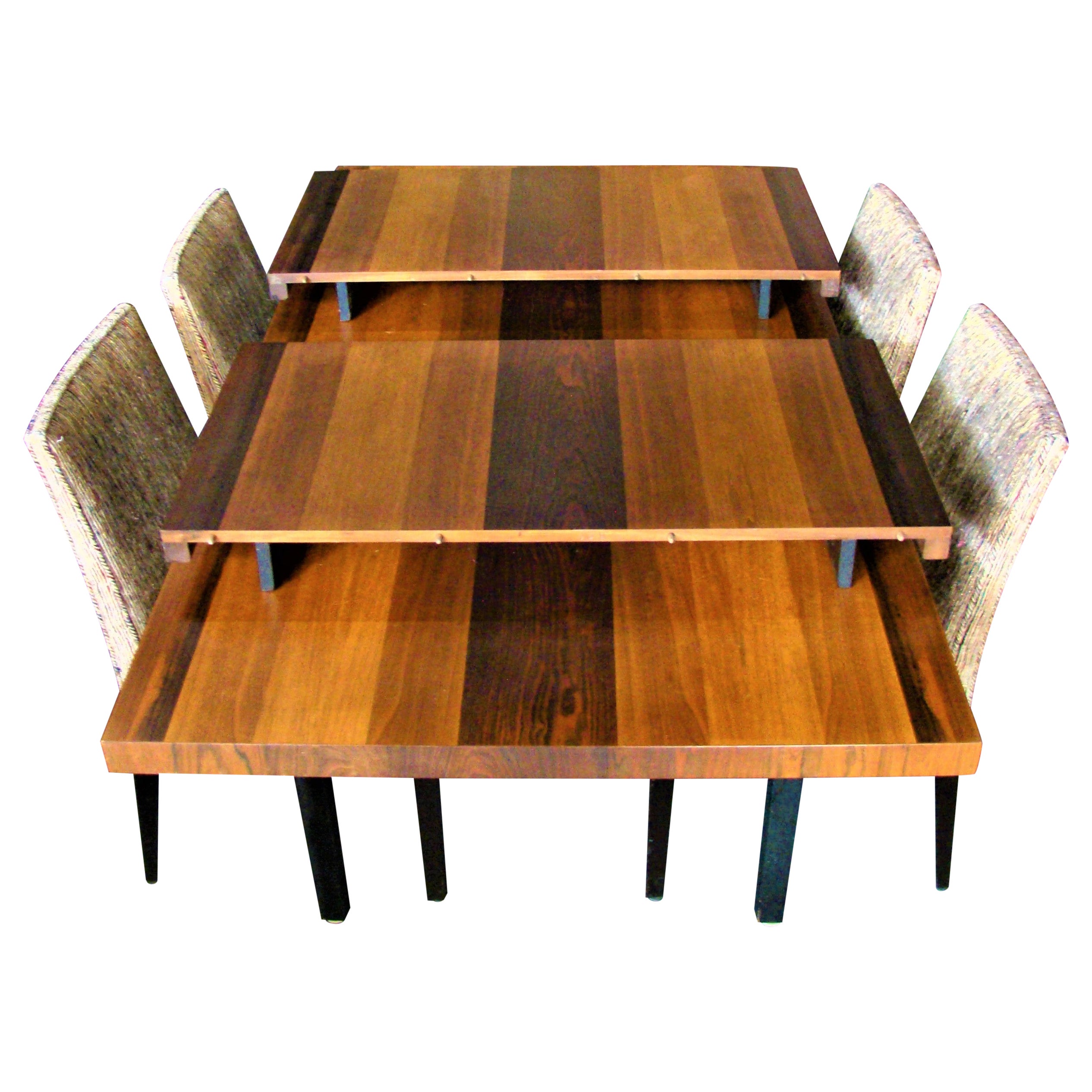 Milo Baughman for Directional Exotic Mixed Wood Dining Table plus 2 Leaves