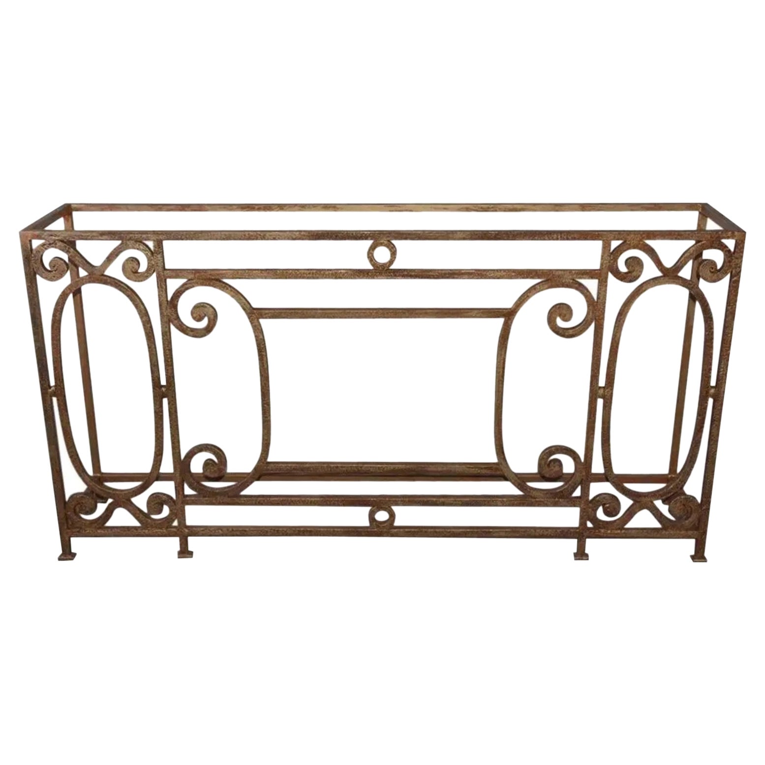 Custom Baroque-Style Wrought Iron Console Table or Server Base For Sale