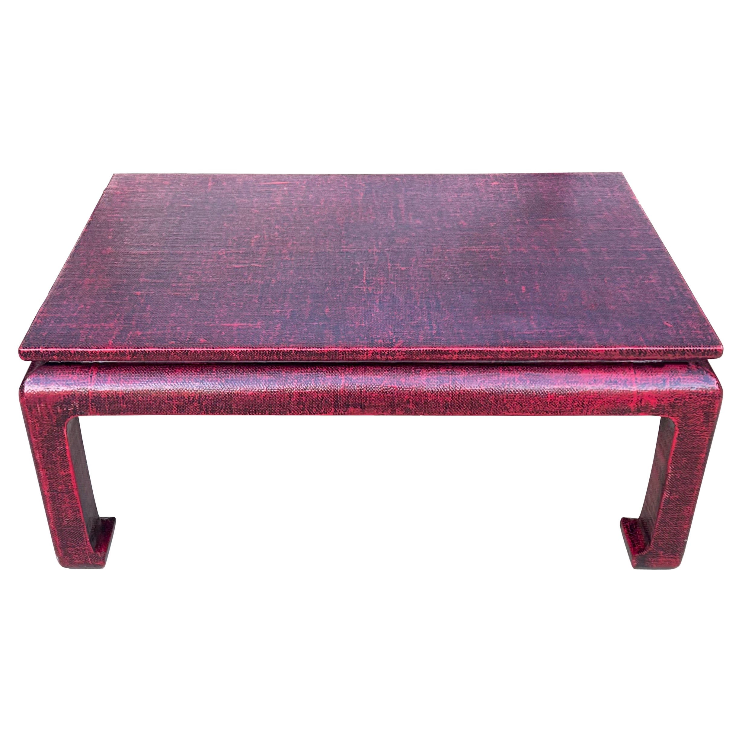 Baker Furniture Grasscloth Wrapped Ming Style Coffee Table