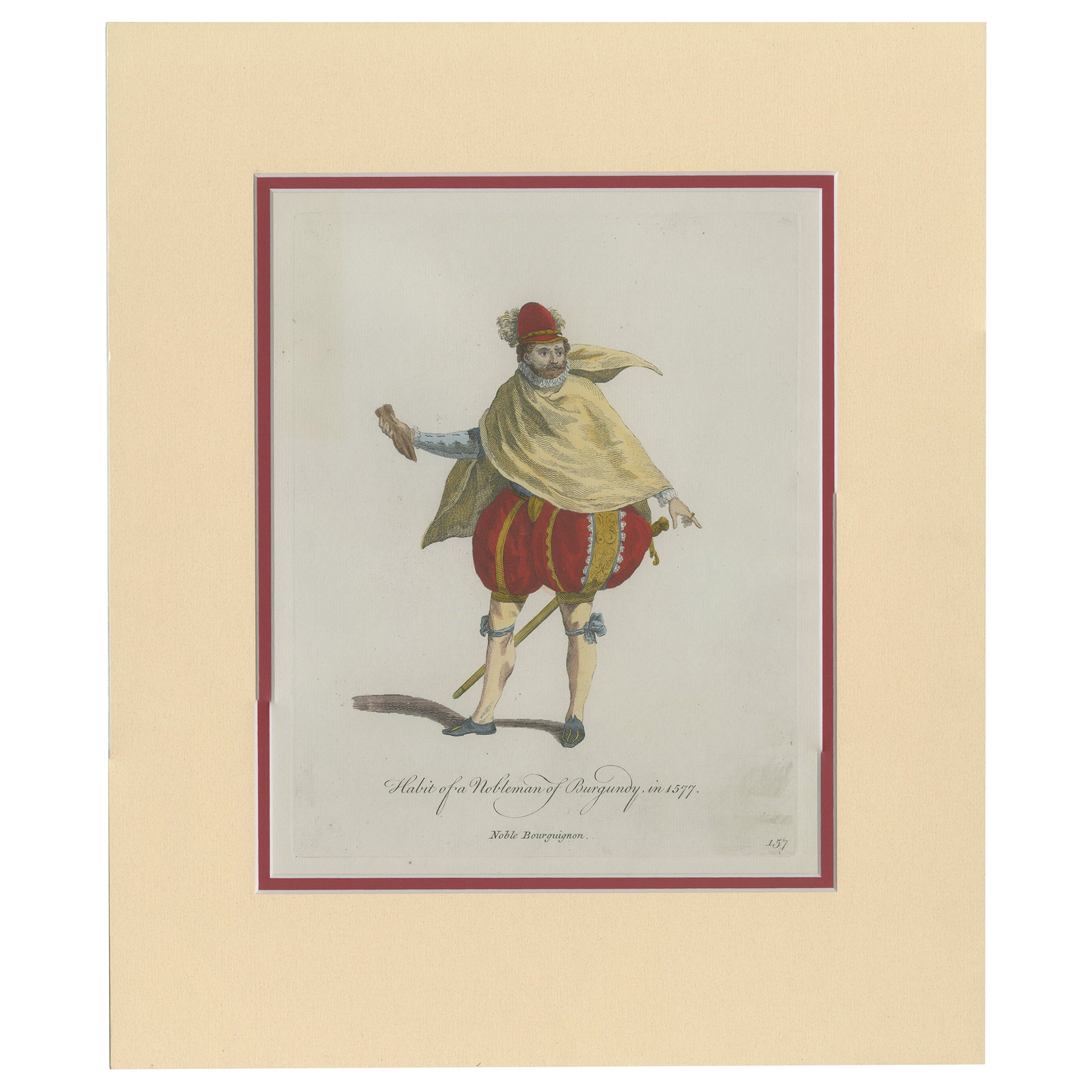 Antique Print of a Nobleman from Burgundy by Jefferys ‘1757’ For Sale