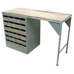 Used Industrial Iron Writing Desk from the 1950s, Czechoslovakia