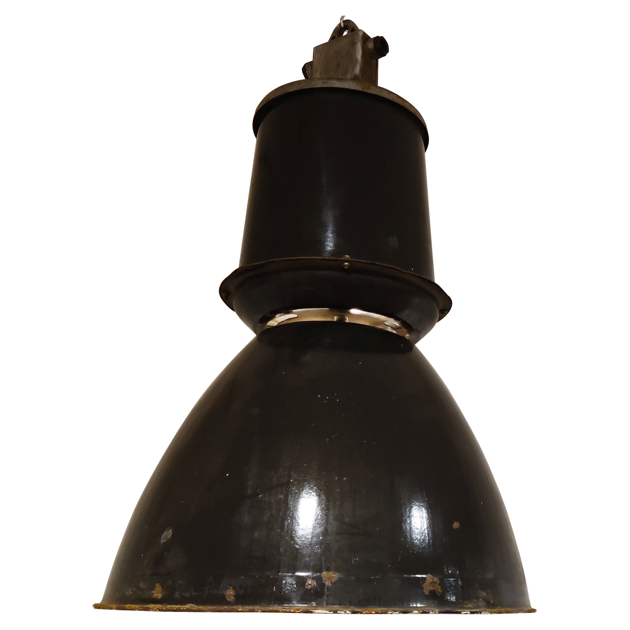 Large Industrial Enamel Lamps, 1950s For Sale