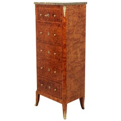 Tall Slim Antique Walnut Chest of Drawers