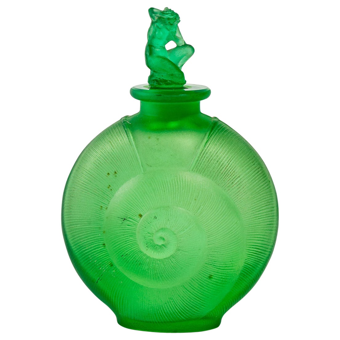 1920 René Lalique Amphitrite Perfume Bottle Emerald Green Glass