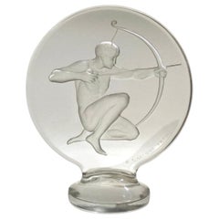 1926 René Lalique Archer Car Mascot Hood Ornament in Glass