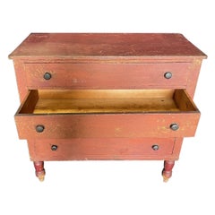 Early 19th Century New England Pine Chest of Drawers with Original Paint