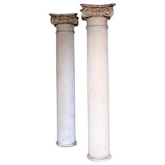 19th C. American Architectural Fluted Columns w/ Ionic Capitals