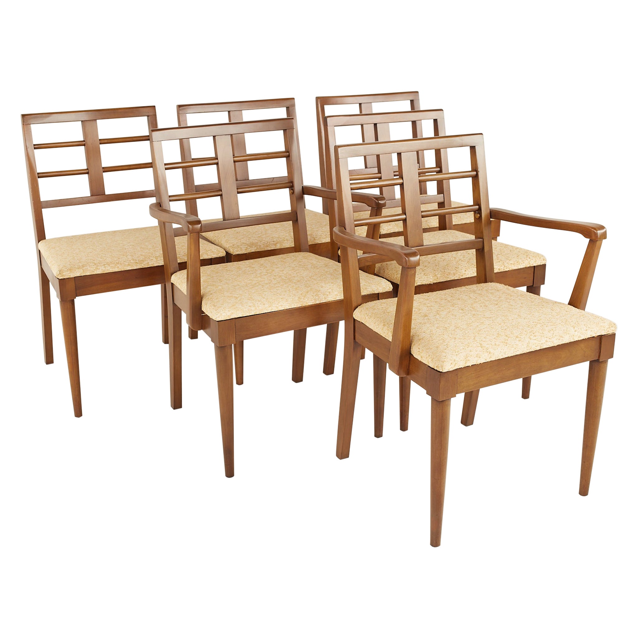 Paul Frankl Style Mid Century Cherry Dining Chairs, Set of 6