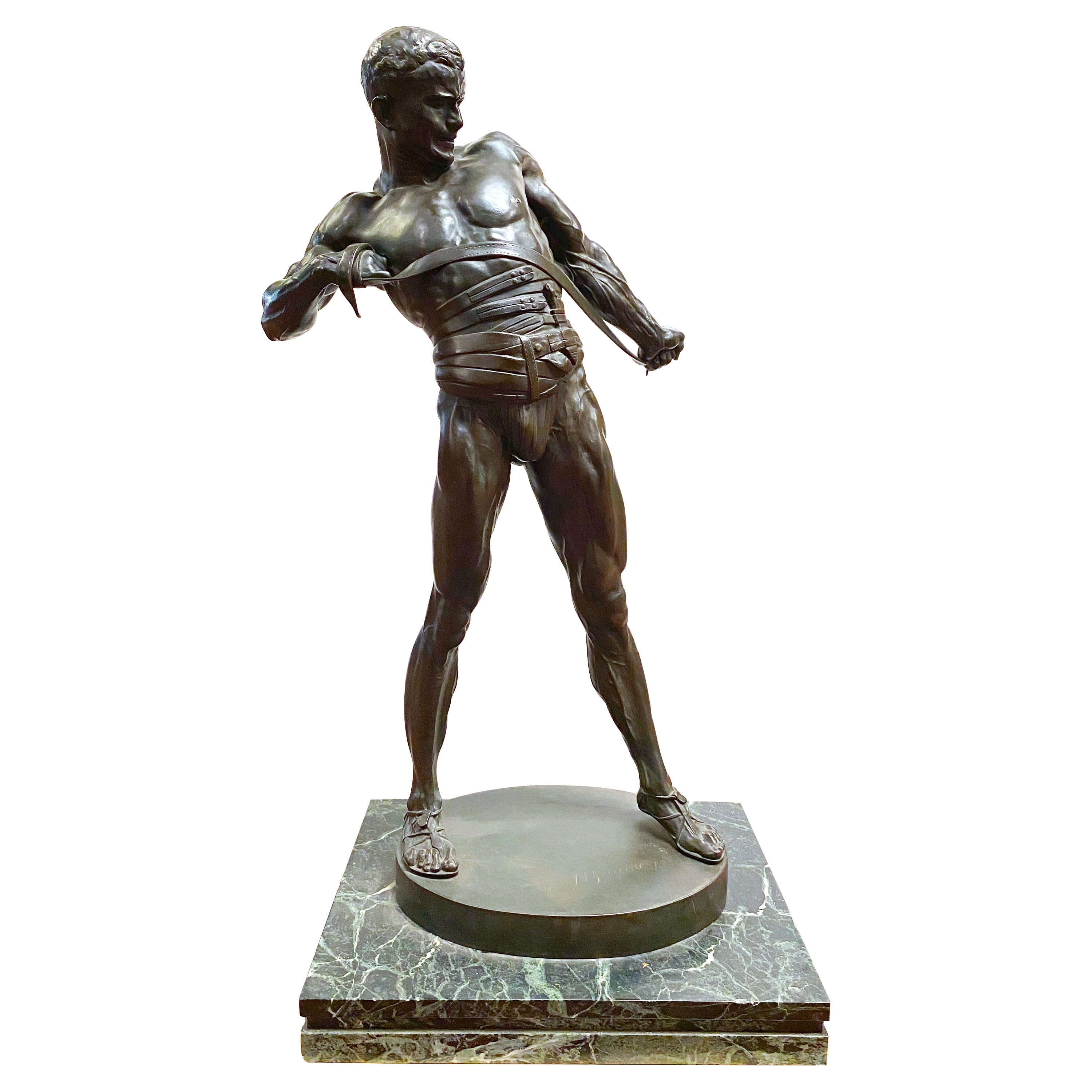 Heinrich Karl Baucke German Bronze Figure of a Gladiator
