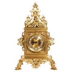 Large Gilt Bronze Baroque Table Clock, The Sea