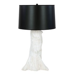 Custom White 'Faux Bois' Ceramic Lamp