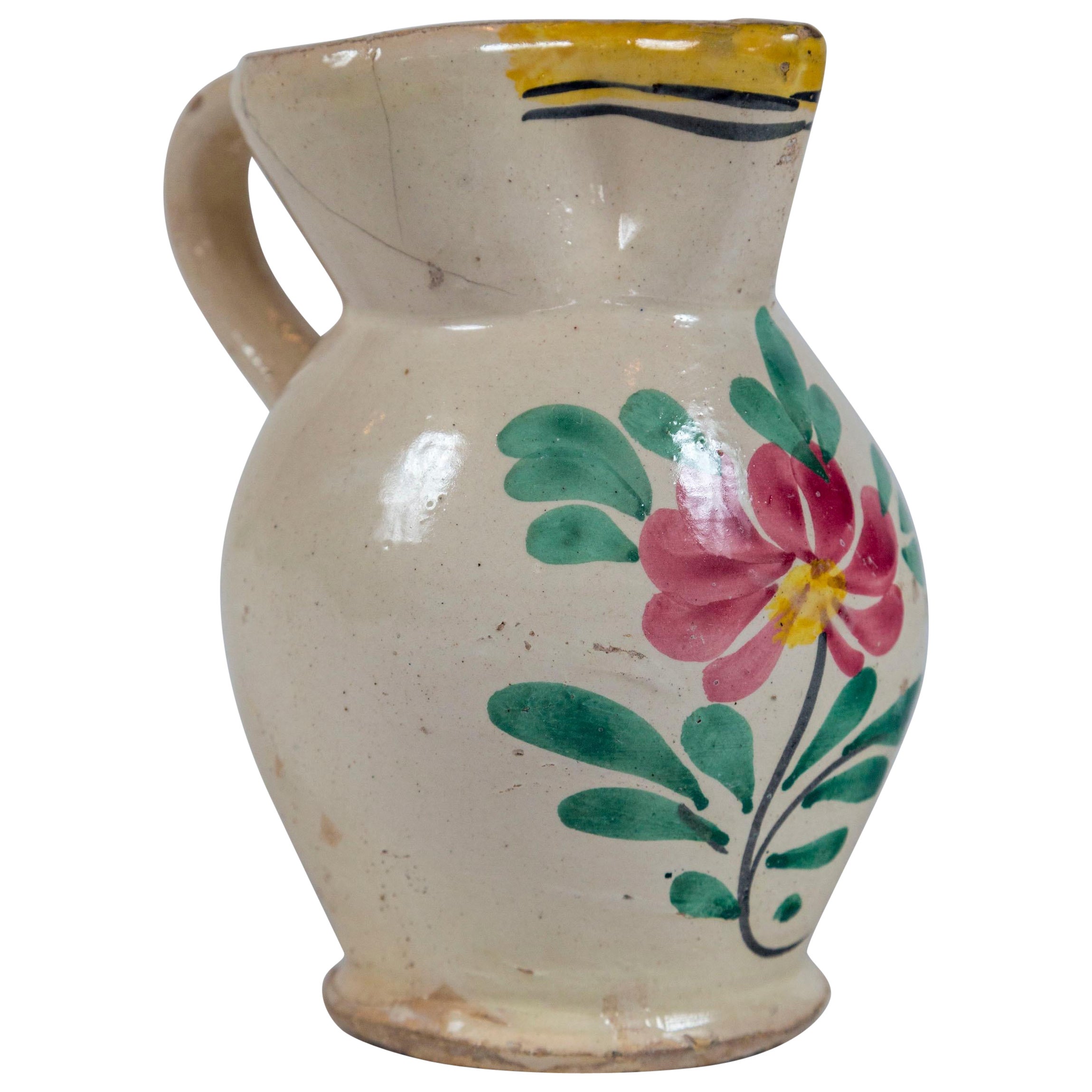 French Faience Pitcher, Late 19th Century For Sale