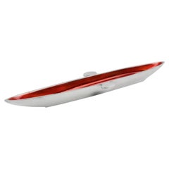 Space Age Desk Bowl Catchall Aluminum and Red Enamel