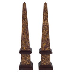 Pair Italian Marble Obelisks, circa 1920