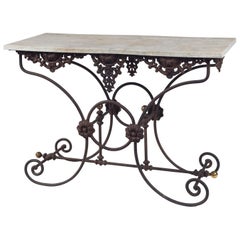 Used Marble Top Iron Bakery 'Patisserie' Table, France, circa 1900