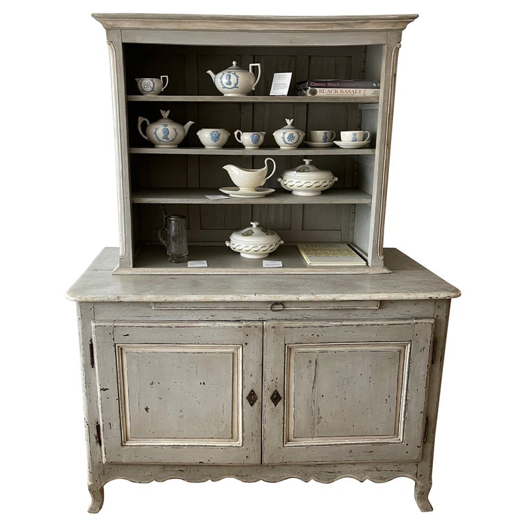 Louis XV Style Grey Painted Buffet a Deux Corps Cabinet For Sale