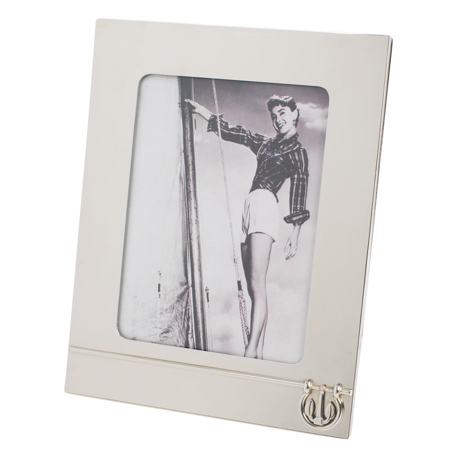 Gucci Italy Chrome Picture Frame with Nautical Design