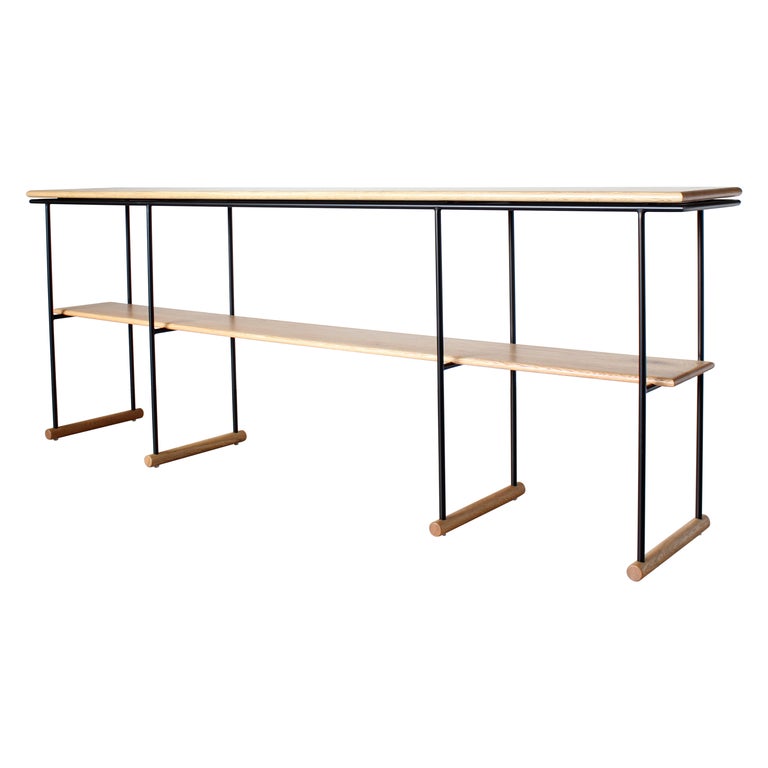 Lynn Modern Steel and Solid Wood Console and Hall Table by Crump and Kwash For Sale
