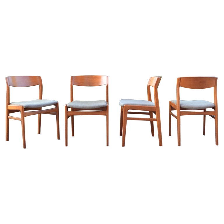 Erik Kirkegaard for Hong Stole Stolefabrik Danish Teak Dining Chair Set of  4 For Sale at 1stDibs