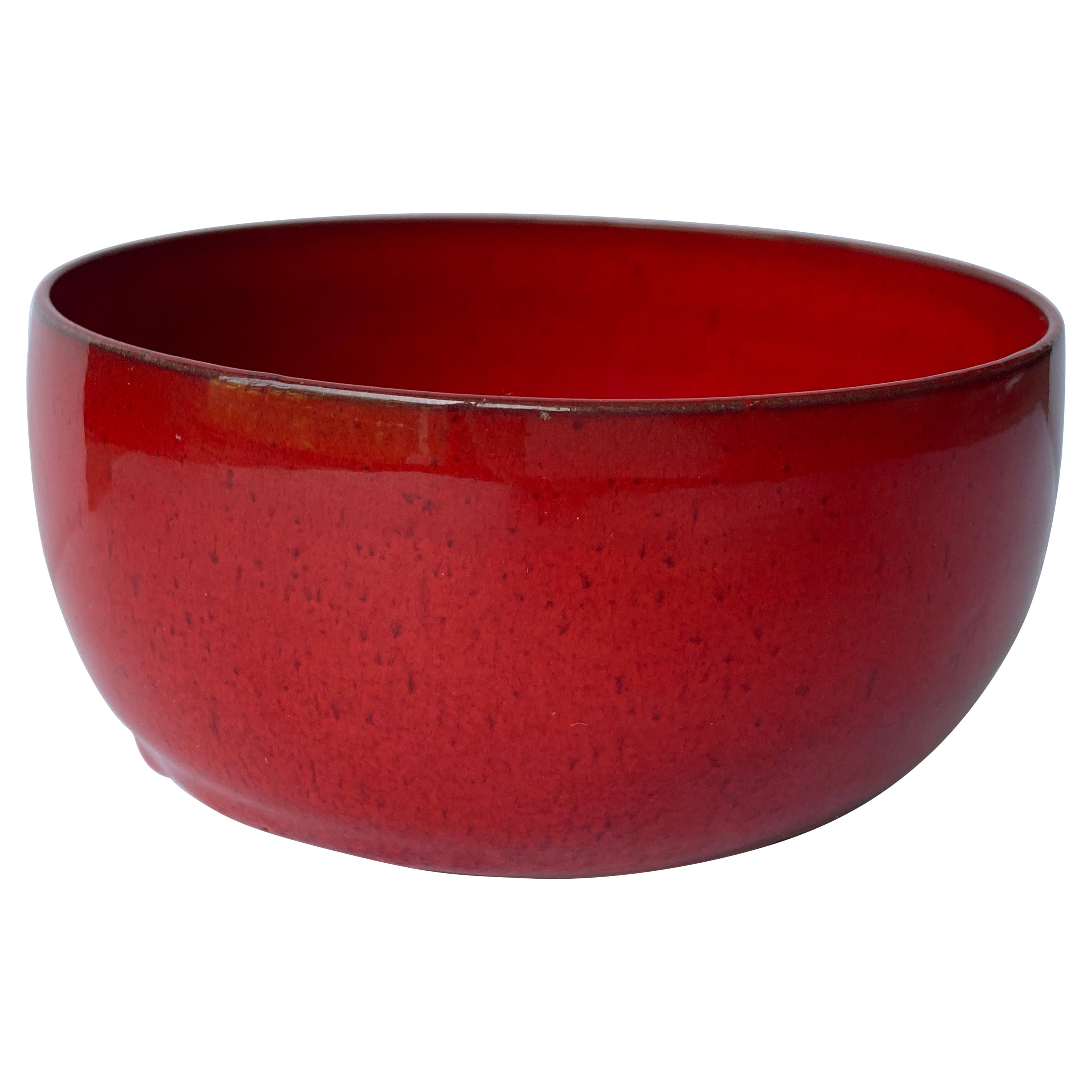 Bol à glaçure rouge brillant en céramique/poterie Laura Andreson, signé