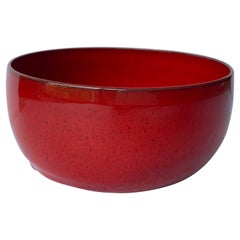 Laura Andreson Ceramic/Pottery Red Glossy Glaze Bowl, Signed